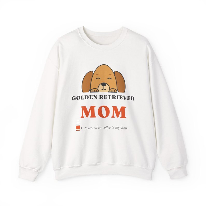 Golden Retriever Mom Crewneck: Powered by coffee & dog hair