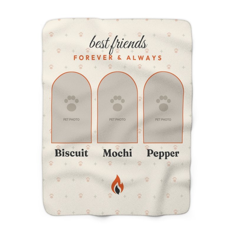 Pet Photo Sherpa Blanket: Up to 3 pet photos and names, 50″ × 60″